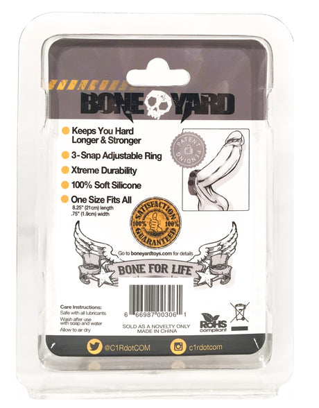 Rascal Boneyard 3-Snap Silicone Cock Strap - Gray - BY-0306