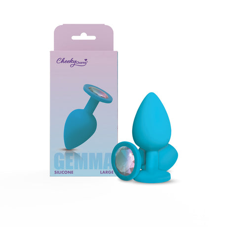 Gemma Clear Iridescent Gem Teal Silicone Plug - L
