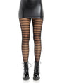 Leg Avenue Cosima Striped Net Tights — One Size (OS), Black - LA-9917BKOS