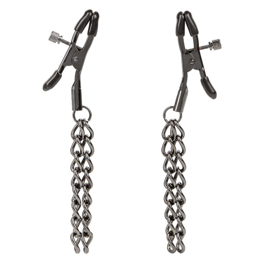 CalExotics Euphoria Chain Nipple Clamps — Black, Pair - SE3100072
