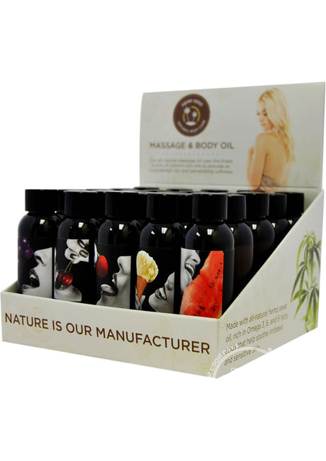 Edible Massage Oil - 25 Count Display - 2 Fl. Oz. Bottles - Assorted Flavors by Earthly Body