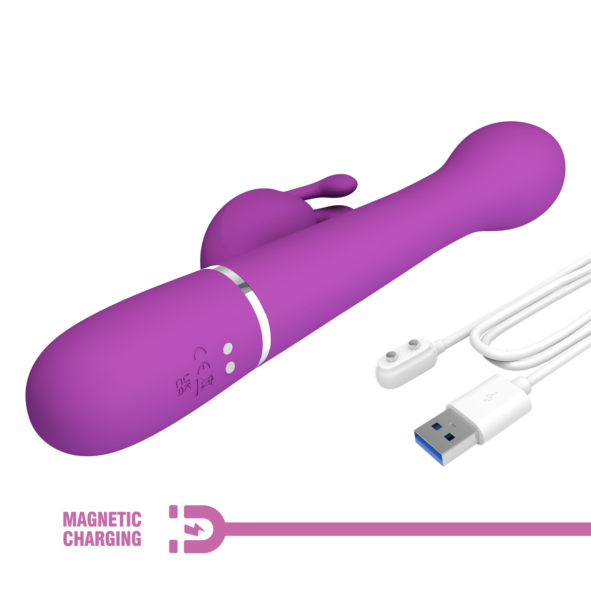 Pretty Love Dejon Rabbit Vibrator — Fuchsia, Dual Motor - BW-500014-3