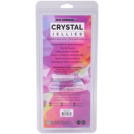 Doc Johnson Crystal Jellies Curved Realistic Dildo with Balls — 7 in Pink - DJ0288-35-CD