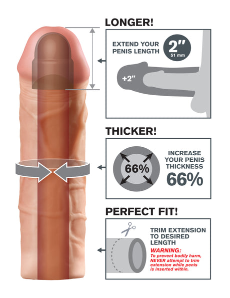 Fantasy X-Tension Mega 2-Inch Extension - Flesh by Pipedream