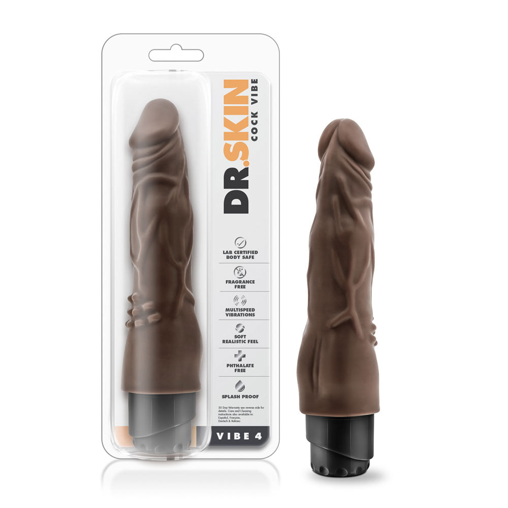 Dr. Skin - Cock Vibe 4 - 8 Inch Vibrating Cock - Chocolate by Blush