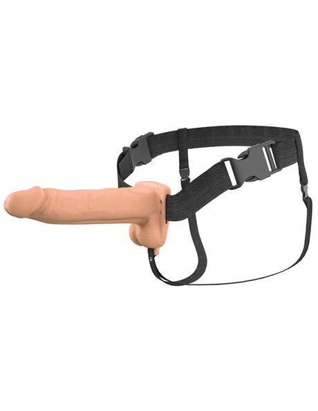 Pipedream Fantasy X-Tensions 8" Vibrating Hollow Silicone Strap-On, Light - PD4172-21