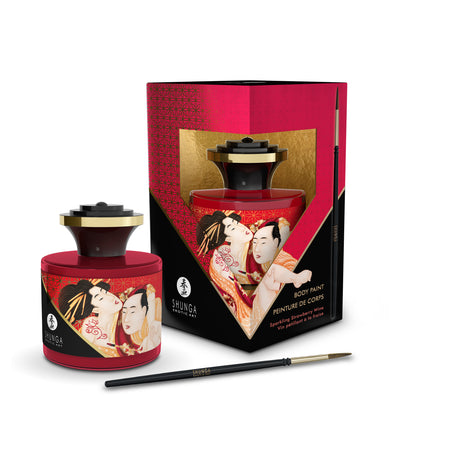 Shunga Edible Body Paint — Sparkling Strawberry Wine (Brush Included) - SHU7108
