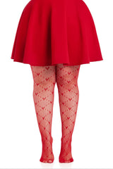 Leg Avenue Heart Net Tights — Plus 1X–2X Red - LA-9704XRD1X2