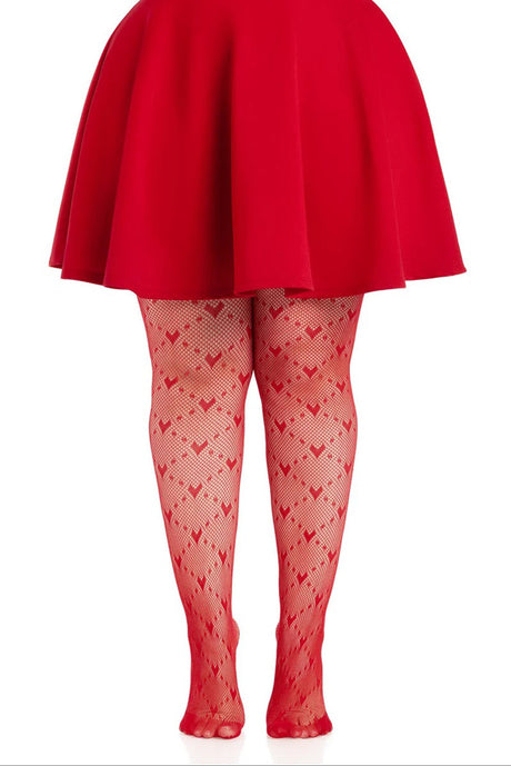 Leg Avenue Heart Net Tights — Plus 1X–2X Red - LA-9704XRD1X2