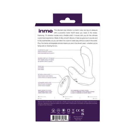 Inme Rechargeable Dual Vibe With Remote - Purple