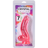 Doc Johnson Crystal Jellies Curved Realistic Dildo with Balls — 7 in Pink - DJ0288-35-CD