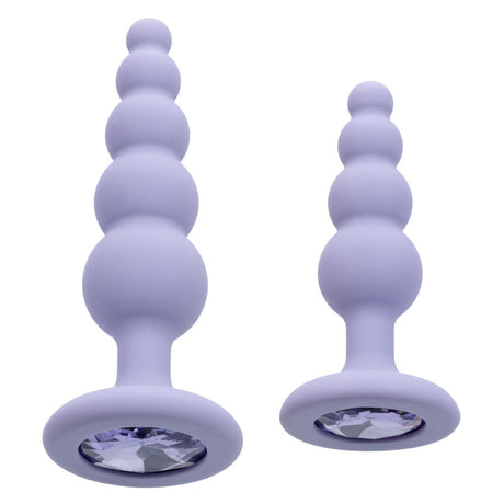 CalExotics First Time Crystal Beaded Duo — Purple, 2 Beaded Anal Probes - SE0004592