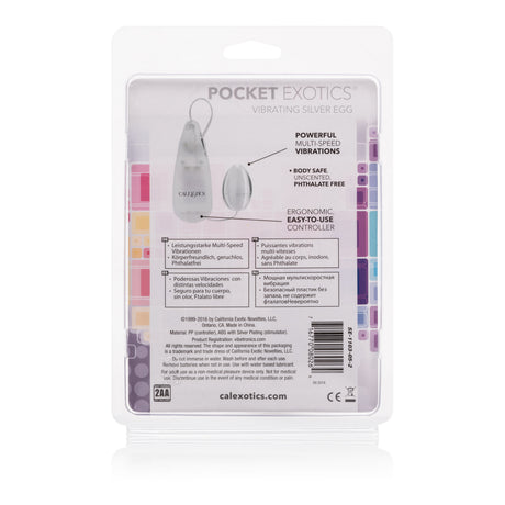 CalExotics Pocket Exotics Vibrating Egg — Silver - SE1103052
