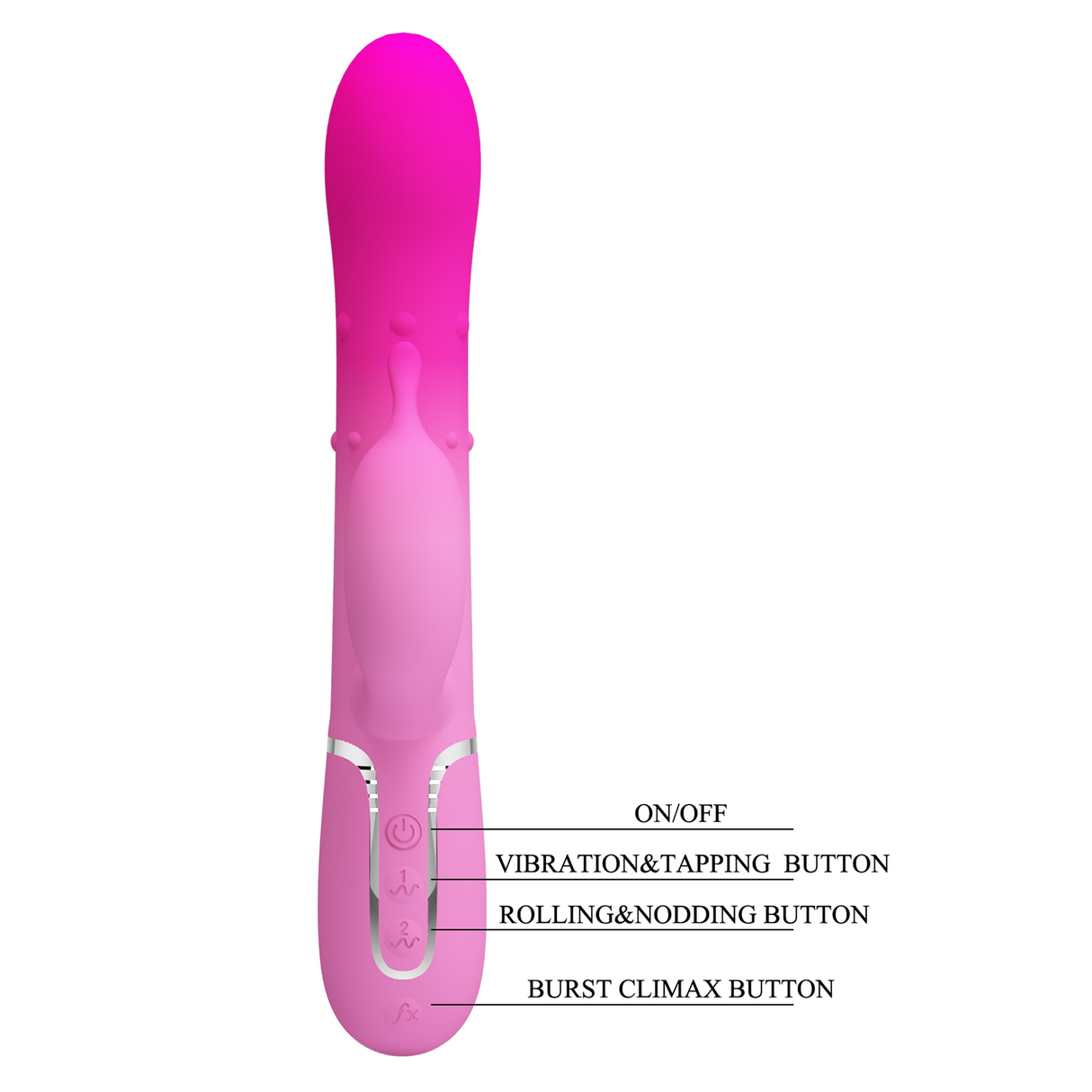 Pretty Love Shima Rabbit Vibrator — Vertical & Horizontal Beads, Pink - BW-500051-4