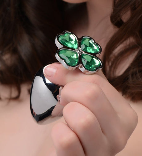 XR Brands Lucky Clover Gem Anal Plug — Large, Metal - BTYS-AG185-LRG