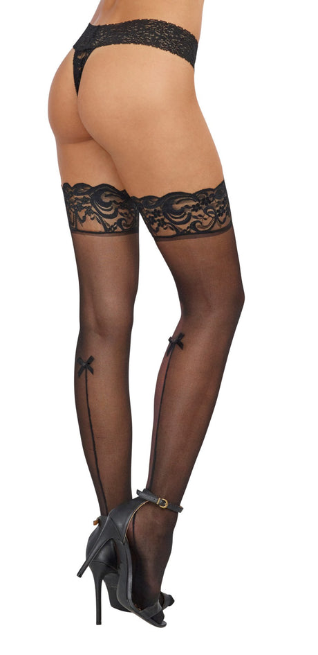 Dreamgirl Lace Top Thigh Highs — One Size, Black - DG-0081BLKOS