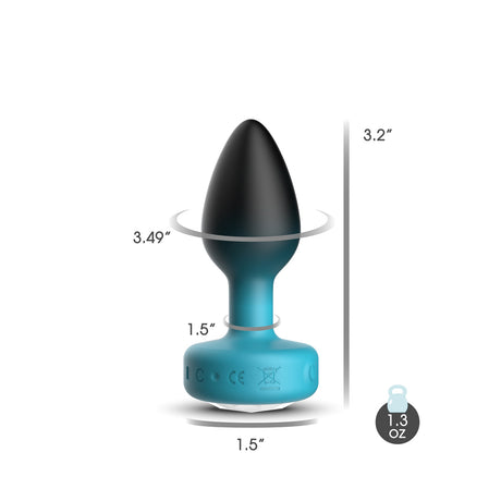 Viben Eluxe Vibrating Anal Plug — Medium Blue Ombre, Clear Gem & Remote - VB-CC9157