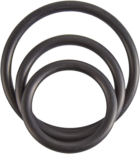 Spartacus Rubber Cock Ring Set — 3-Pack Black (1.25", 1.5", 2") - BSPR-14