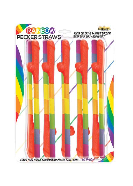 Hott Products Rainbow Pecker Party Straws — 10 Pack - HTP3250