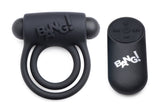 XR Brands Bang Silicone Cock Ring & Bullet with Remote — Black - BNG-AG572-BLK