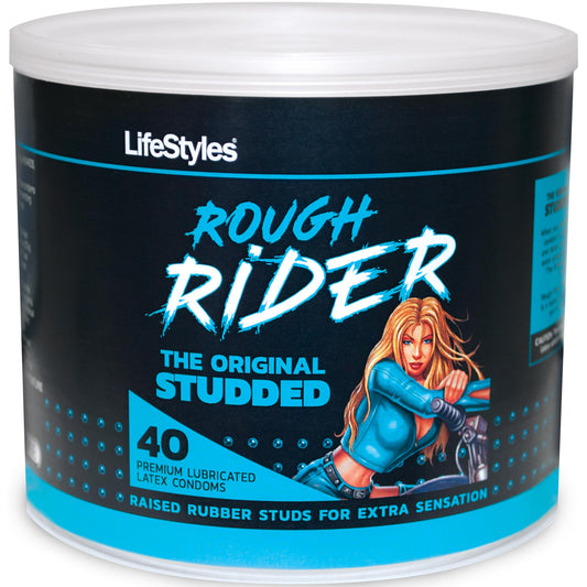 Paradise Marketing Lifestyles Rough Rider Lubricated Studded Condoms — 40 Count Jar - PM525