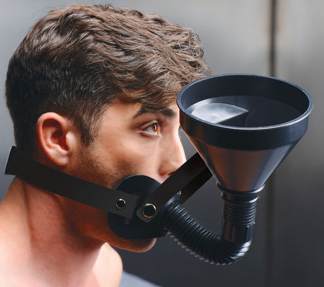 XR Brands Latrine Extreme Funnel Gag — Adjustable Head Strap, 1.85in Insert - MS-AE868