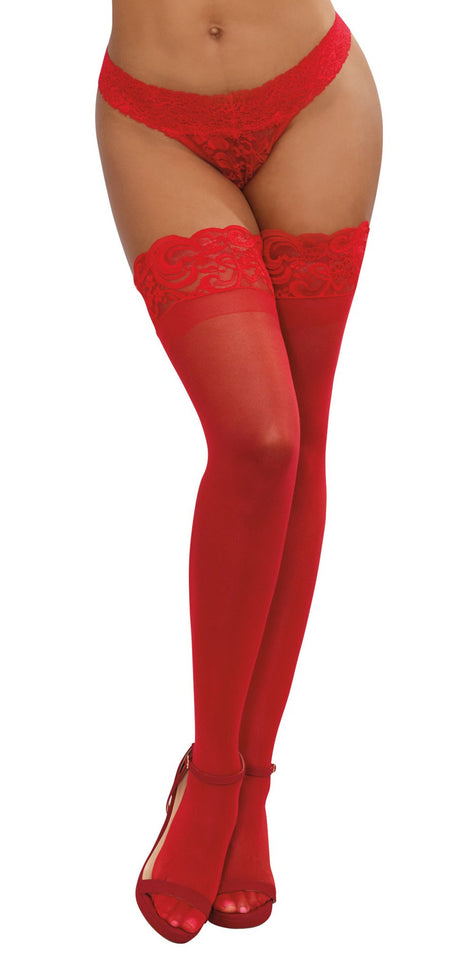 Dreamgirl Red Thigh High Stockings — One Size - DG-0005REDOS