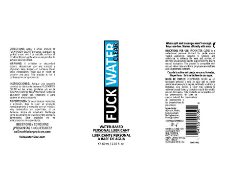 Fuck Water Clear 2oz Water Based Lubricant by Fuck Water