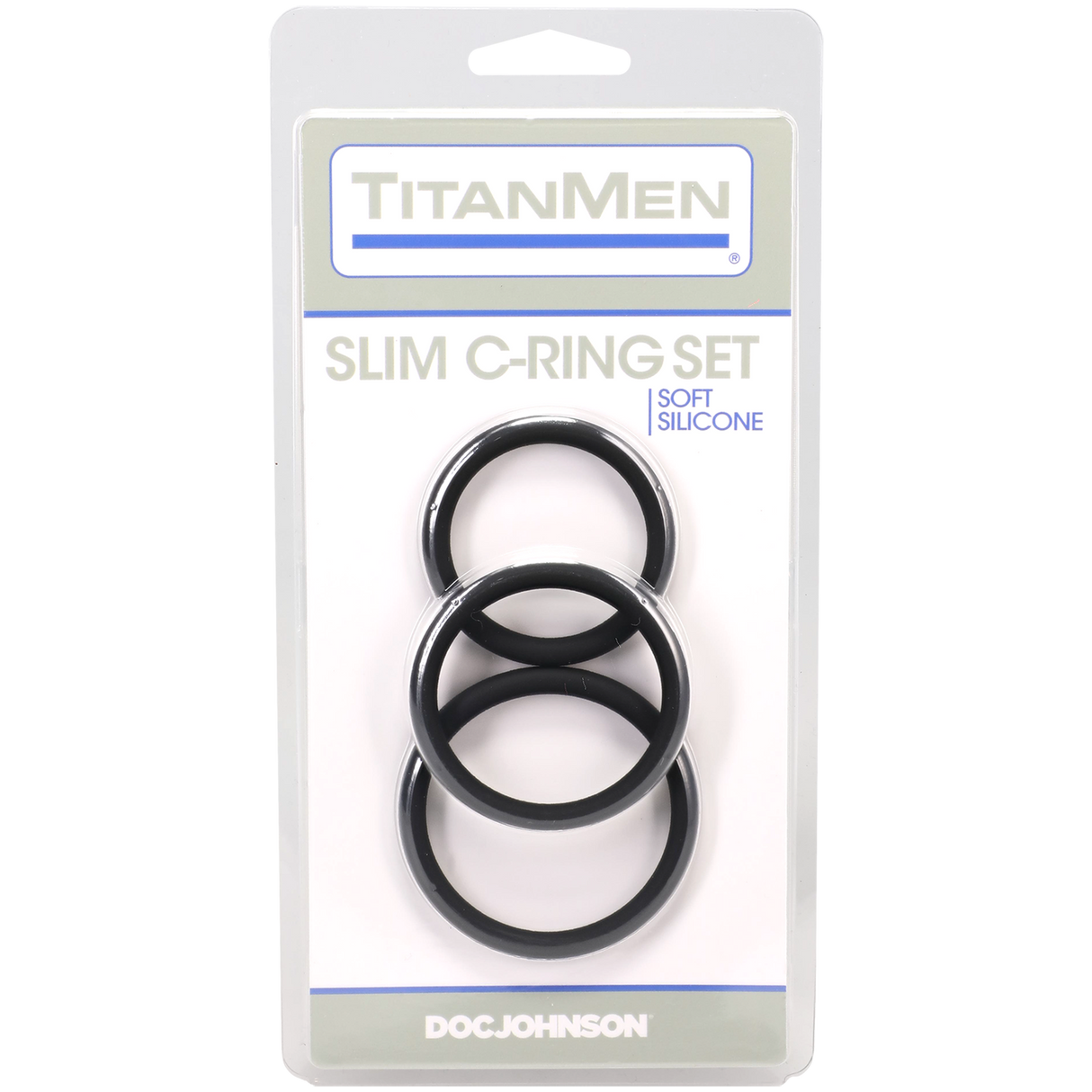 Doc Johnson Titanmen Slim C-Ring — 3-Piece Silicone Set, Black - DJ3503-11-CD