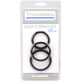Doc Johnson Titanmen Slim C-Ring — 3-Piece Silicone Set, Black - DJ3503-11-CD