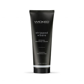 Wicked Sensual Care Stripped and Bare Unscented Sensual Massage Cream, 4 oz - WS-90944