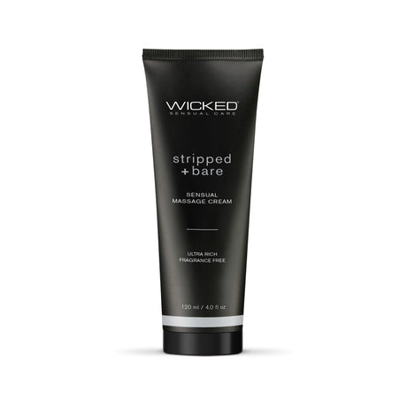 Wicked Sensual Care Stripped and Bare Unscented Sensual Massage Cream, 4 oz - WS-90944