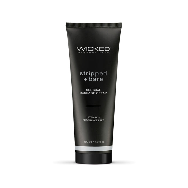 Wicked Sensual Care Stripped and Bare Unscented Sensual Massage Cream, 4 oz - WS-90944