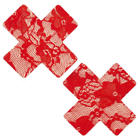 Neva Nude Red Lace X Nipple Cover Pasties — 2 Pack - NN-RED-LAC-XF