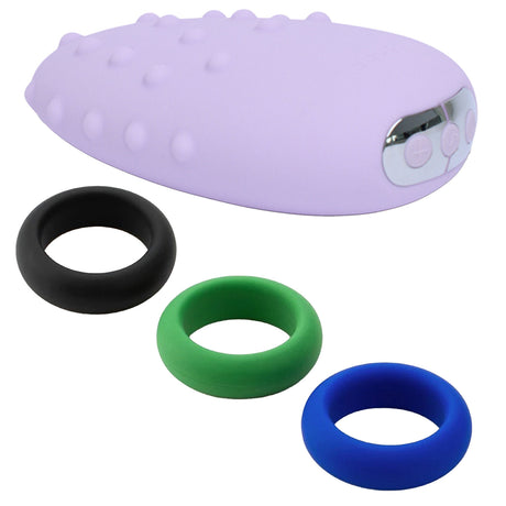 Je Joue Mimi Deux Double‑Sided Clitoral Vibrator (Lilac) with 3‑Pack Silicone Rings - JE110LL-JE803