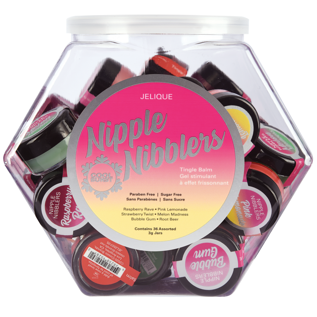 Jelique Nipple Nibblers Cool Tingle Balm — 3g Pots, Bowl of 36 - JEL2500-99