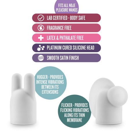 Blush Noje Pleasure Wand Heads — Platinum-Cured Silicone Attachments - BL-72414