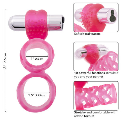 Lovers Cage Stretchy Cock Cage Comfortable Scrotum Cage Pink Rechargeable by CalExotics