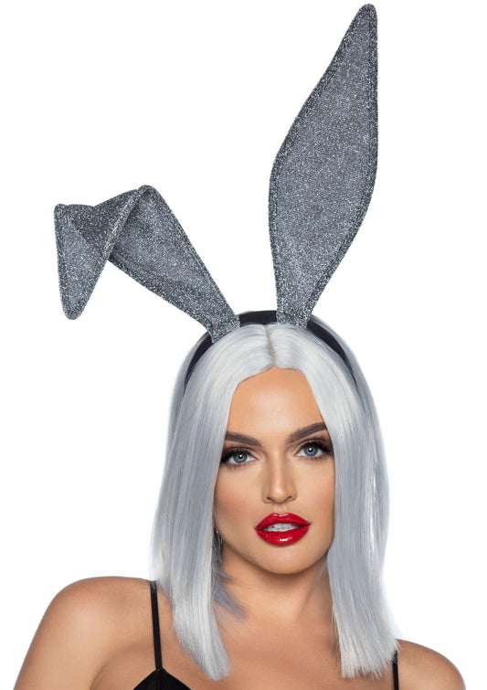 Leg Avenue Silver Glitter Bunny Ear Headband - LA-2770SIL