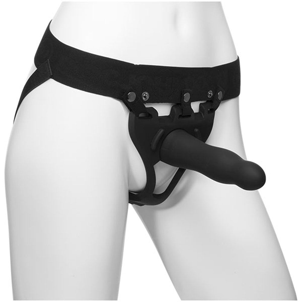 Body Extensions - Hollow Slim Dong Strap-on 2-Piece Set - Black by Doc Johnson
