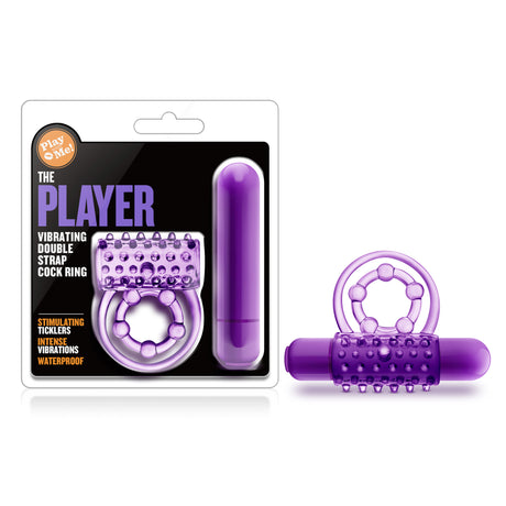 Blush Play With Me The Player Vibrating Double Strap Ring, Purple - BL-91911