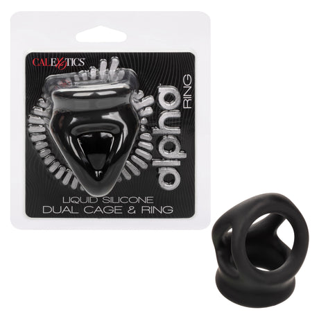 Alpha Liquid Silicone Dual Cage and Ring - Black Ring - Black