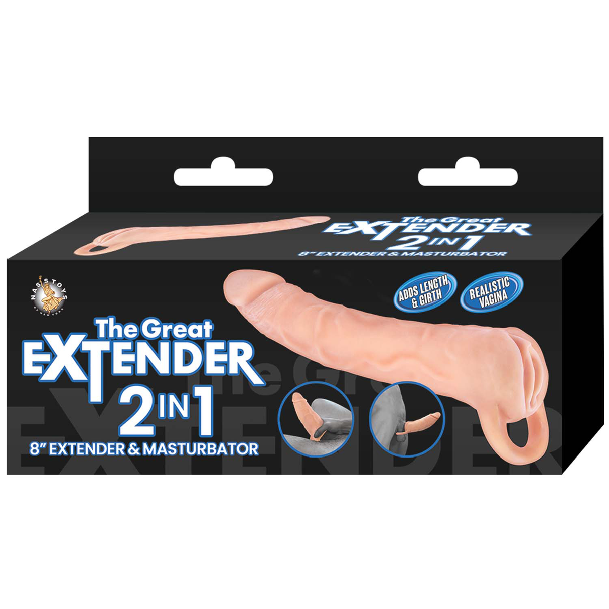 Nasstoys Great Extender 2-in-1 Extender & Masturbator, 8.3 in, Beige - NW3190
