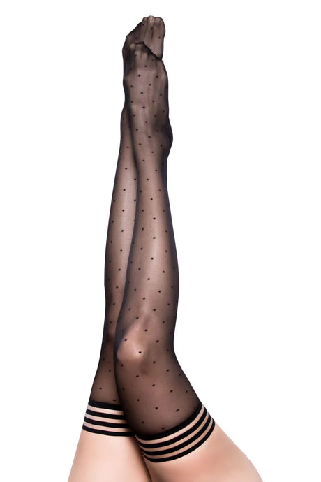 Kix'ies Ally Polka Dot Thigh Highs, Size B Black - KX-1304B-BLK-B