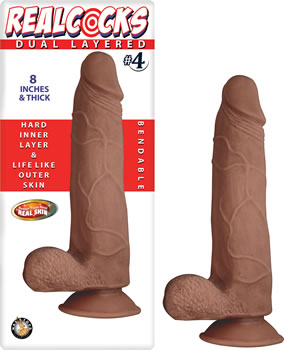 Nasstoys Realcocks Dual-Layer #4 Dildo with Suction Cup, Brown - NW2783-2