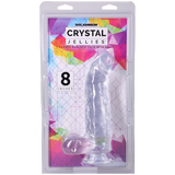Doc Johnson Crystal Jellies Curved Realistic Dildo with Balls, 8 in Clear - DJ0288-38-CD