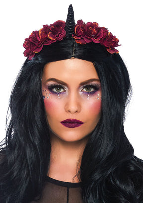 Leg Avenue Dark Velvet Unicorn Flower Headband - LA-A2847