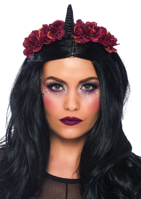Leg Avenue Dark Velvet Unicorn Flower Headband - LA-A2847