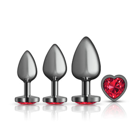 Viben Red Heart Gem Anal Trainer Kit — Gunmetal (3‑Plug Set) - VB-CC9152