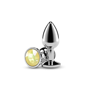 nsnovelties Rear Assets Medium Anal Plug — Silver with Yellow Gem - NSN-0970-19